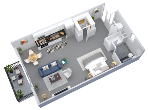 Floor plan for studio, 1 bath, 750 sqft